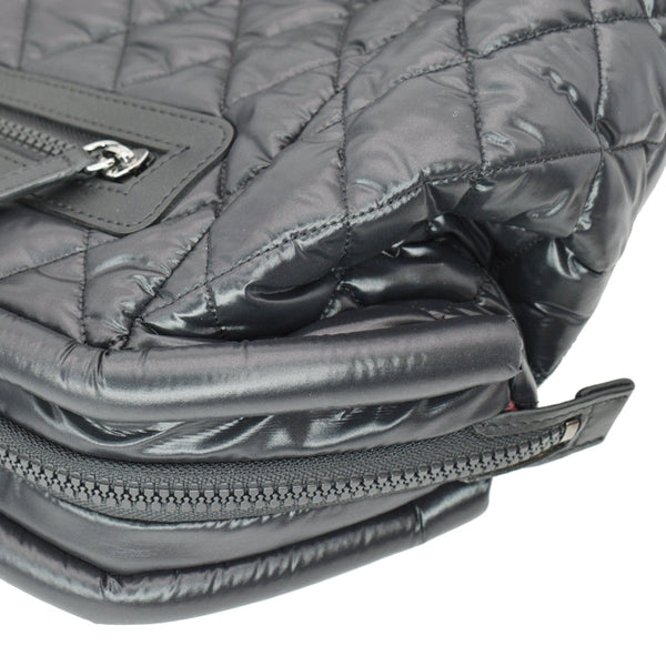 Chanel Coco Cocoon Quilted Nylon Trolley Rolling Bag Black