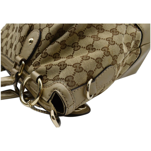 GUCCI Sukey GG Canvas Top Handle Satchel Bag Beige 285730