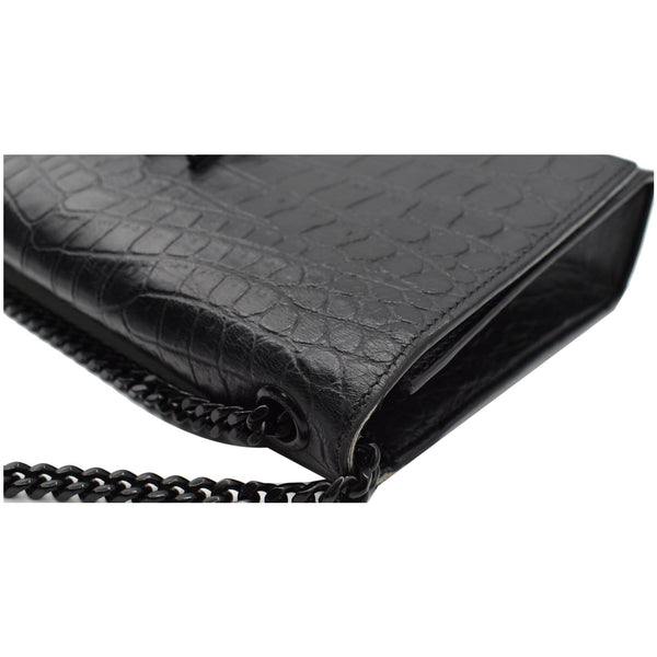 YVES SAINT LAURENT WOC Crocodile-Embossed Shoulder Bag Black - Hot Deals
