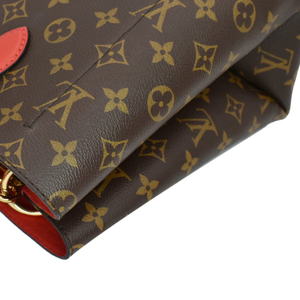 LOUIS VUITTON Flower Monogram Canvas Tote Bag Red