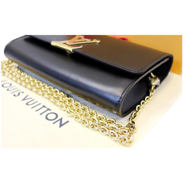 LOUIS VUITTON Chain Louise GM Noir Leather Shoulder Crossbody Bag-US