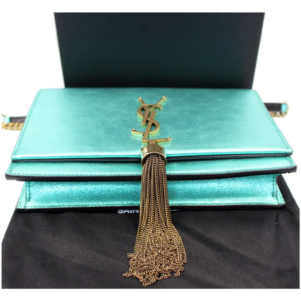 YVES SAINT LAURENT Small Kate Tassel Leather Crossbody Bag Teal