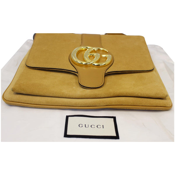 GUCCI Arli Medium Suede Leather Shoulder Crossbody Bag Mustard Yellow