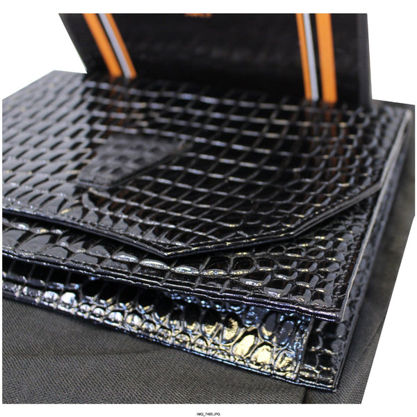 YVES SAINT LAURENT Black Crocodile Leather Clutch Bag-US