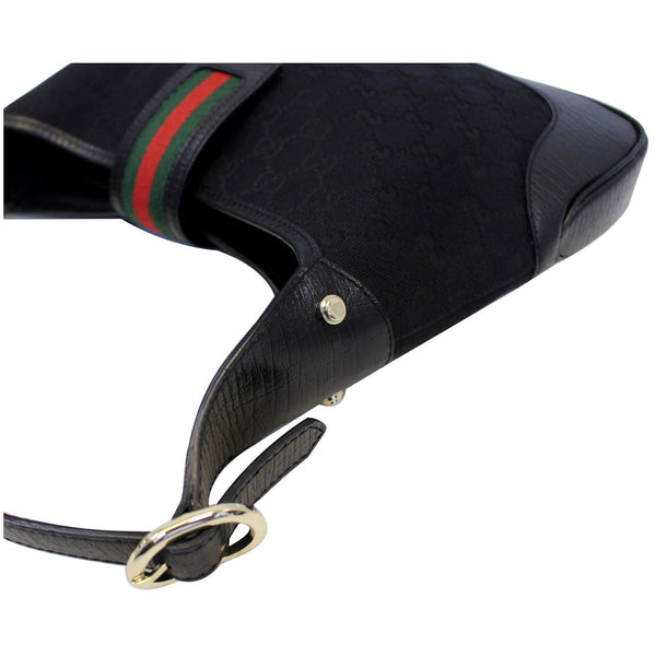 GUCCI GG Canvas Web Hobo Bag Black 130779-US