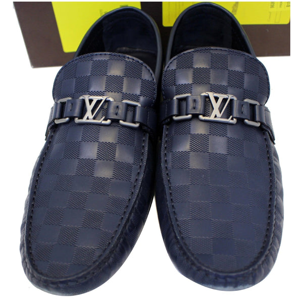 LOUIS VUITTON Hockenheim Damier Infini Moccasin Loafers Blue US 13