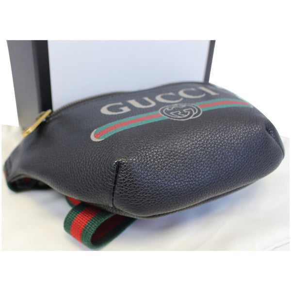 GUCCI Print Leather Black Belt Waist Bum Bag Small 527792-US