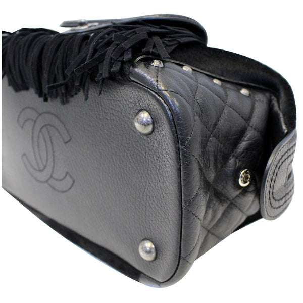 CHANEL Paris Dallas Pony Hair Leather Fringe Bowling Bag Black-US