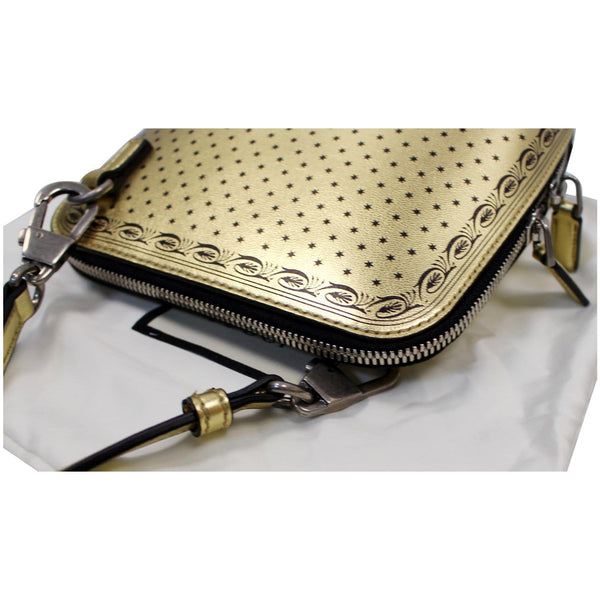 GUCCI Moon Steller Guccy Leather Crossbody Bag Gold