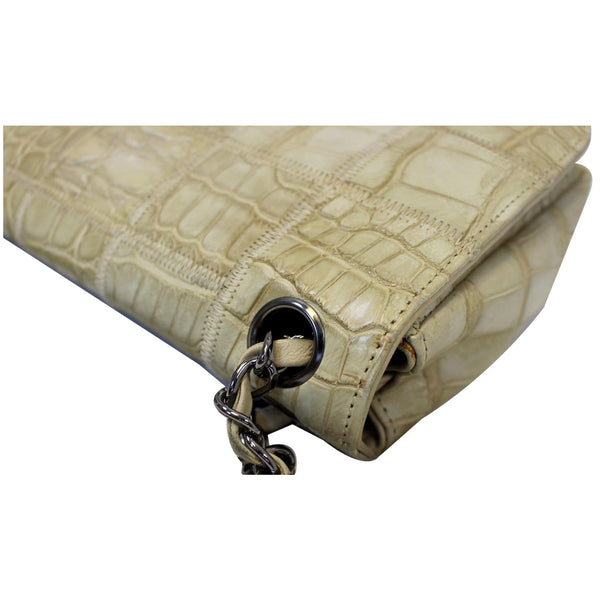 CHANEL Crocodile Quilted Classic Flap Shoulder Bag Beige