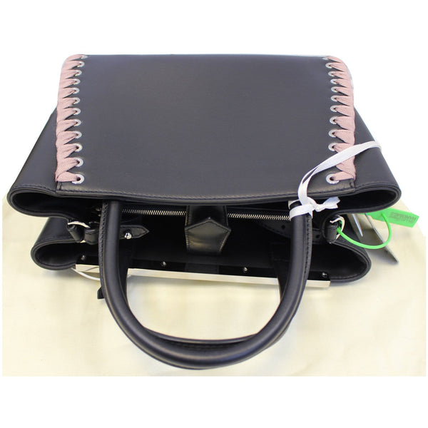 FENDI Petite 2Jours Whipstitch Leather Tote Shoulder Bag Black