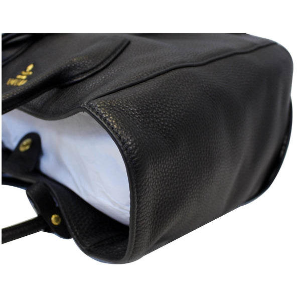 PRADA Vitello Daino Leather Shopping Tote Bag Black