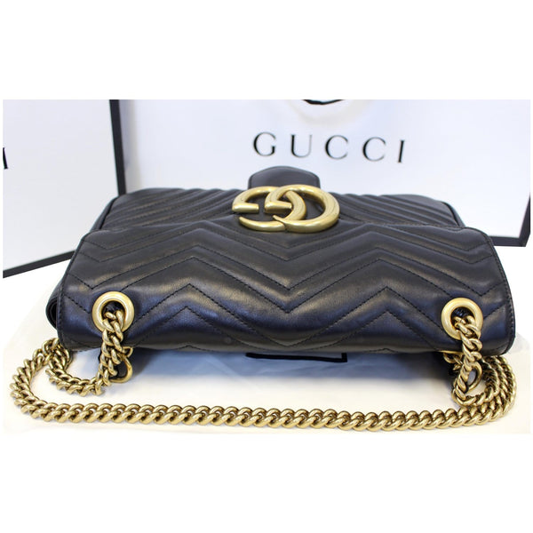 GUCCI GG Marmont Matelasse Leather Shoulder Bag Black 443496