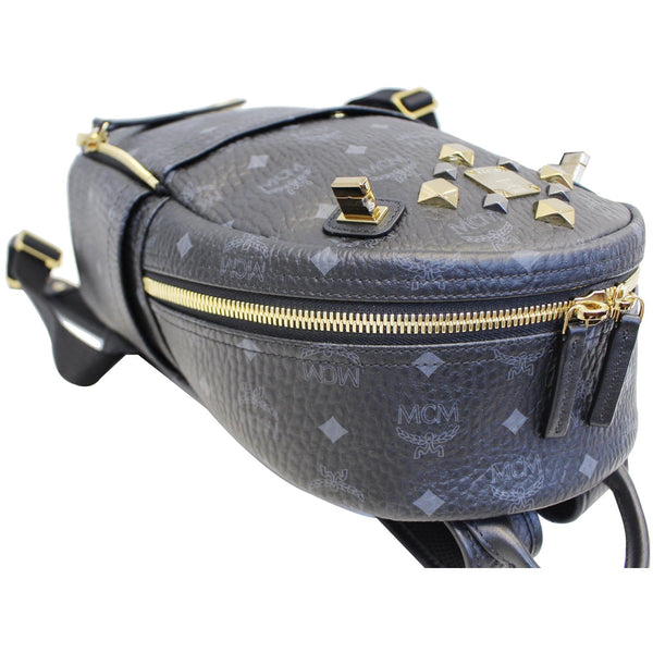 MCM Stark Visetos Backpack Bag Black - left side view