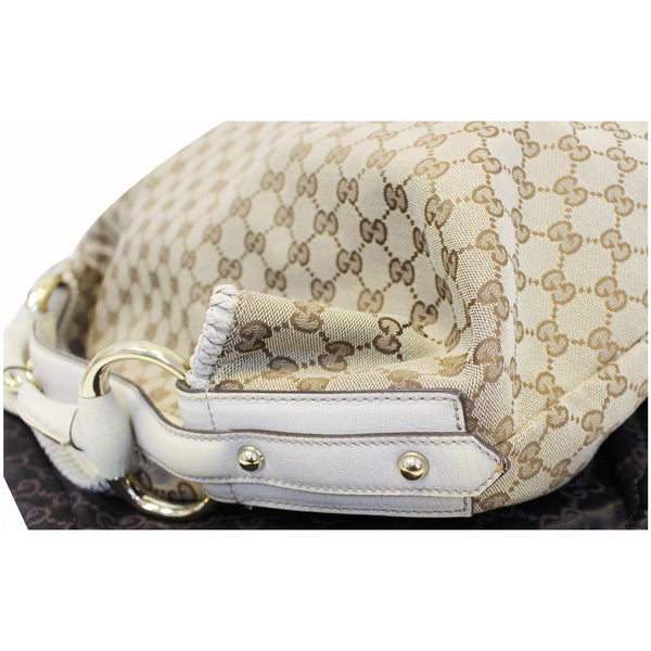 GUCCI Horsebit GG Canvas Large Hobo Bag Beige/White 114900