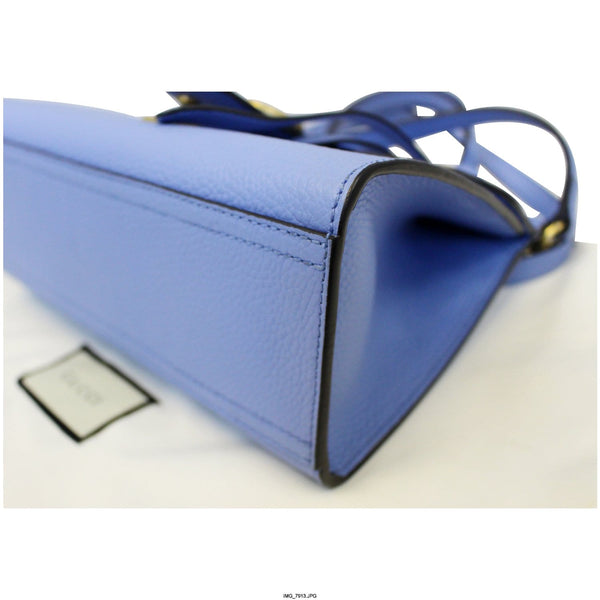 GUCCI GG Marmont Leather Top Handle Shoulder Bag Blue 442622-US