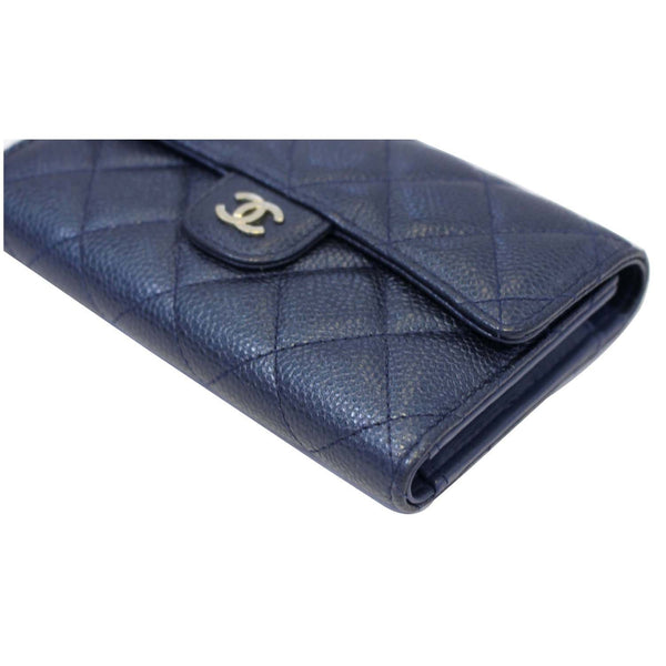 CHANEL Classic Flap Caviar Leather Wallet Navy Blue-US