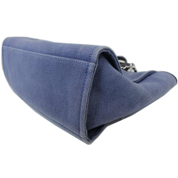 CHANEL Canvas Deauville Large Tote Denim Blue Shoulder Handbag-US