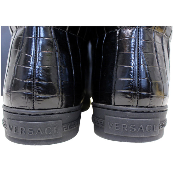 Versace Black Leather Medusa High Top Sneakers-US
