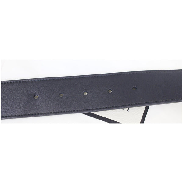 GUCCI Pearl Double G Black Leather Belt Size 100.40 Black