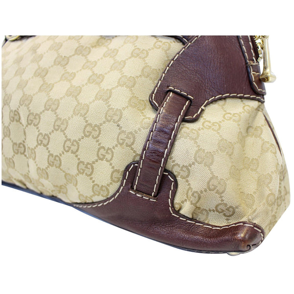 GUCCI Beige GG Canvas Horsebit Nail Medium Boston Bag