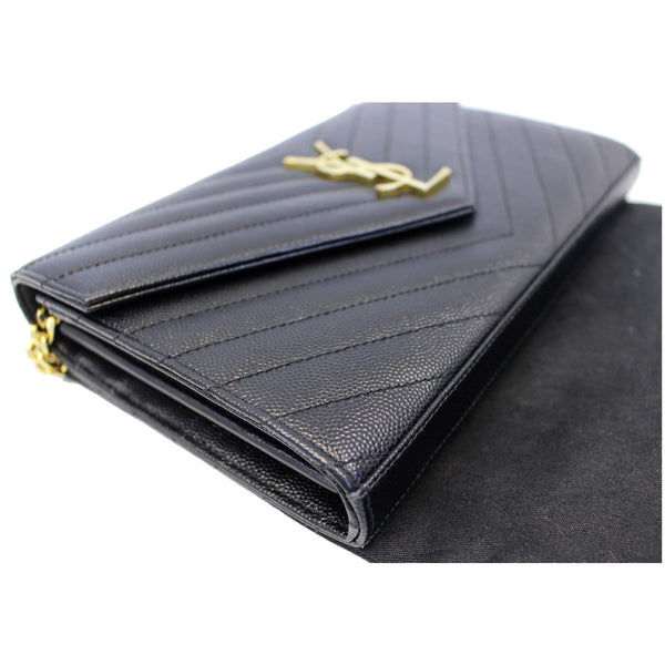 YVES SAINT LAURENT Matelasse Envelope Chain Wallet Black