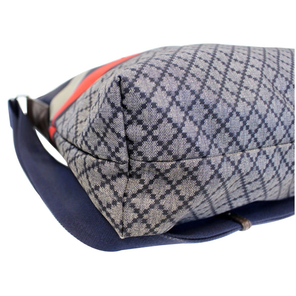 Gucci Crossbody Bag Diamante Nylon Messenger Navy - leather