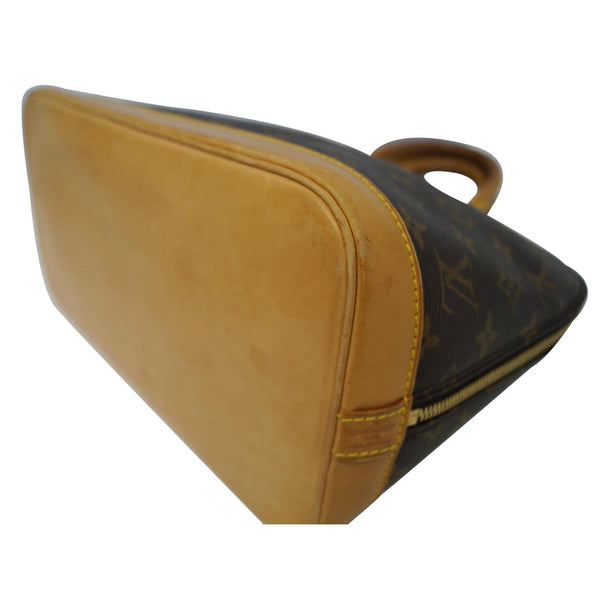 LOUIS VUITTON Alma Monogram Canvas Satchel Bag Brown