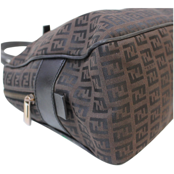 FENDI Top Handle Zucca Fabric Canvas Tote Brown
