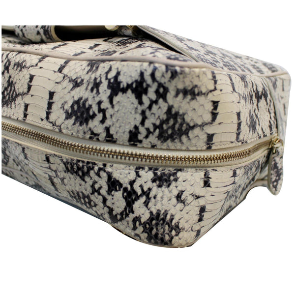 VERSACE Python Embossed Satchel Bag White/Black