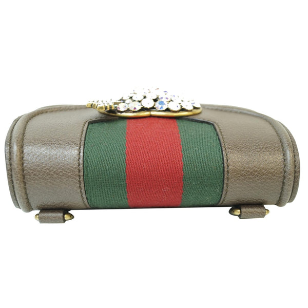 GUCCI Jeweled Heart Leather Totem Messenger Bag Brown 500756