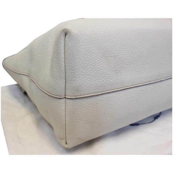 Prada Large Shopper Tote Bag Vitello Daino White bottom view