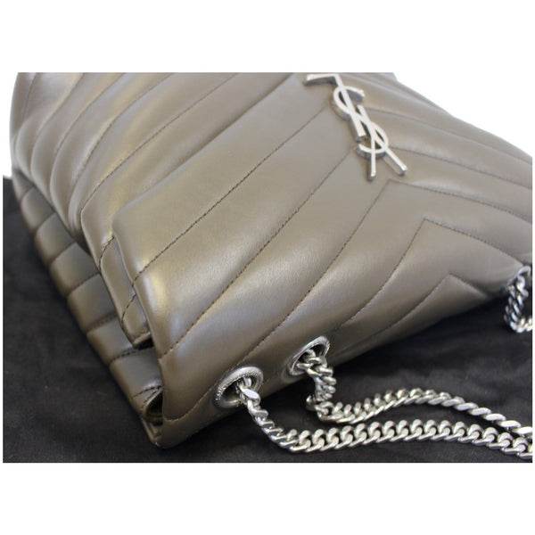 YVES SAINT LAURENT Matelasse Loulou Monogram Calfskin Shoulder Bag Grey