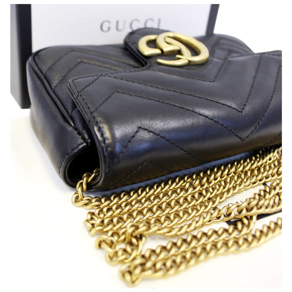 GUCCI GG Marmont Matelasse Black Leather Super Mini Crossbody Bag-US