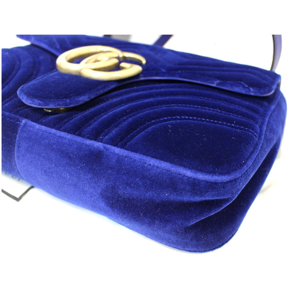 GUCCI GG Marmont Velvet Medium Shoulder Bag Blue 443496-US