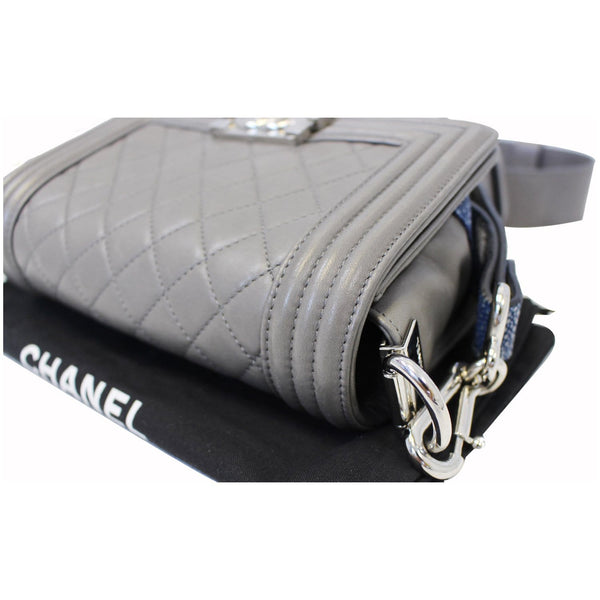 CHANEL Medium Boy Flap w Stingray Lambskin Shoulder Bag Silver-US