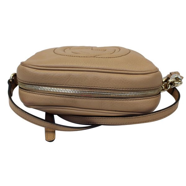 GUCCI Soho Disco Pebbled Leather Small Crossbody Bag Beige 308364-US