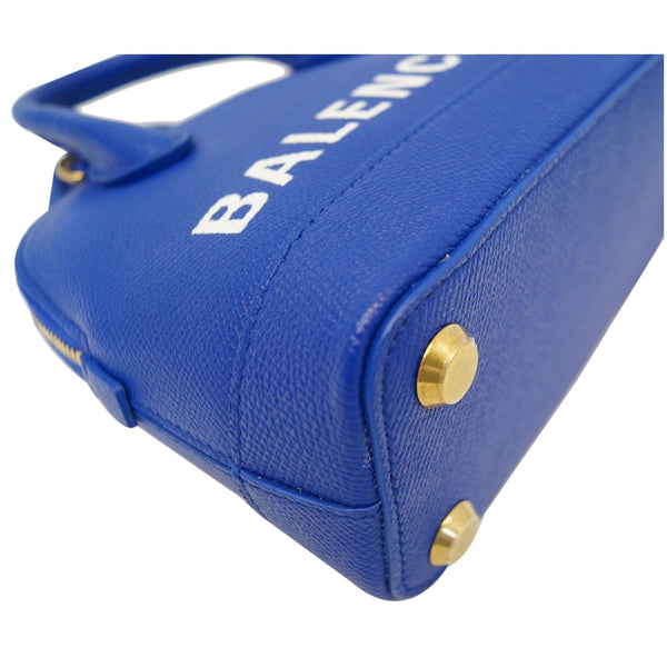 BALENCIAGA Ville Top Handle XXS Grained Leather Crossbody Bag Blue