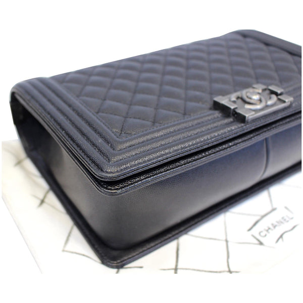 CHANEL Medium Boy Flap Caviar Leather Shoulder Bag Black