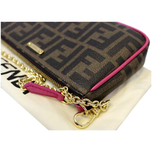 FENDI Spalmati Zucca Pochette Pouch Fuchsia-US