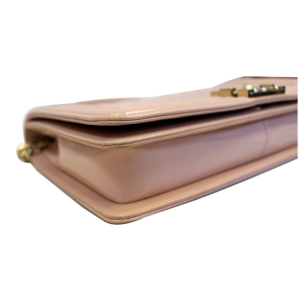 CHANEL Medium Boy Patent Leather Flap Bag Light Pink