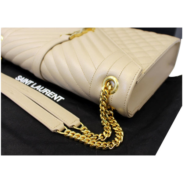 YVES SAINT LAURENT Envelope Large Matelasse Embossed Leather Shoulder Bag Nude
