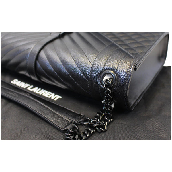 YVES SAINT LAURENT Envelope Large Matelasse Embossed Leather Shoulder Bag Black