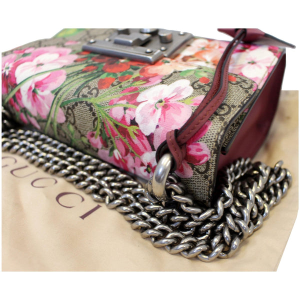 GUCCI Small Padlock GG Supreme Monogram Blooms Print Shoulder Bag