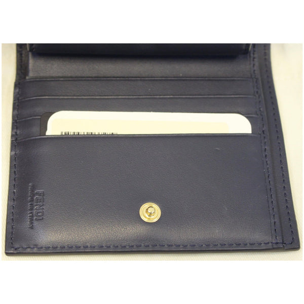 Fendi Wallet - Fendi Bi-Fold Leather Wallet Blue For Women