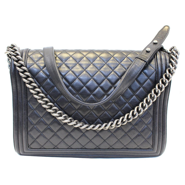 CHANEL Large Boy Flap Calfskin Quilted Leather Shoulder Bag Black-US