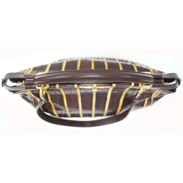 Fendi Peekaboo Striped Eel Skin Leather Shoulder Bag - side view