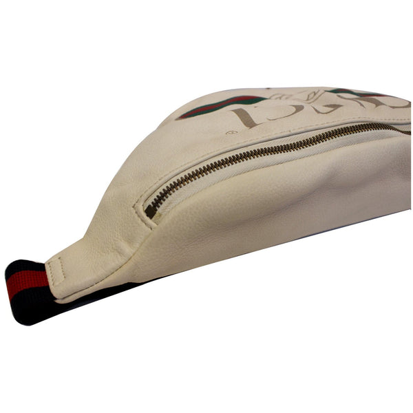 GUCCI Print Leather Medium Belt Waist Bum Bag White 530412