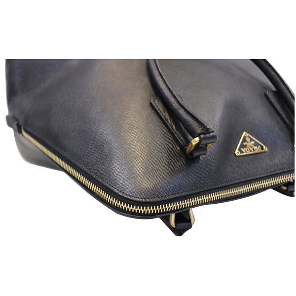PRADA Saffiano Dome Black Leather Satchel Bag-US