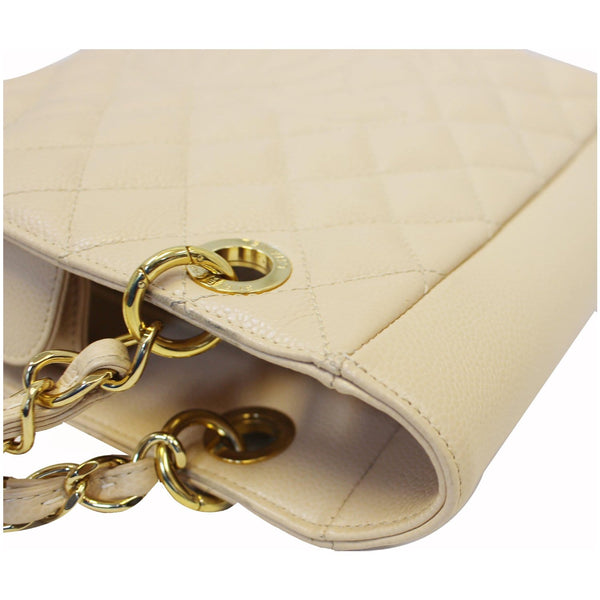 Chanel Tote Bag PST Caviar Leather Petit Shopping Beige exterior